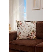 Duck Güllü Kırlent Kılıfı Kahve Bej V1 40x40 Kahverengi