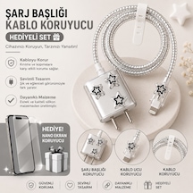 İphone 17 Pro Max Uyumlu Nano Ekran Koruyucu Hediyeli Şarj Başlığı & Kablo Koruyucu Koruma Seti Çok Renkli