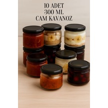 Rotanev Metal Siyah Konserve Kapaklı Magnolya ve Gıda Saklama 300 cc Şeffaf Cam Kavanoz 10 Adet 300 ml