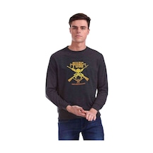 Pubg Kurukafa Sarı Baskılı Füme Erkek Örme Sweatshirt U