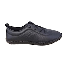 2010 Womenly Style Siyah Kadın Günlük Ayakkabı Hakiki Deri Yumuşak Lastikli Esnek Siyah
