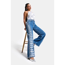 Itsbasic Kadın Mavi T-9s6-4 Flare Fit Özel Tasarım Denim Jean