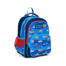Coral High Kids Lacivert Mavi Gemi Desenli Üç Bölmeli Okul Sırt Çantası 14416