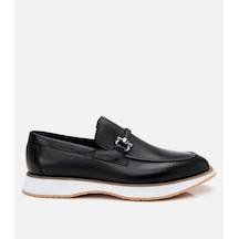 Hotiç Erkek Deri Siyah Spor Tabanlı Klasik Loafer