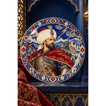 Dekoratif Duvar Tabağı Cihan Hükümdarları Dekorlu Seramik Tabak Kahverengi