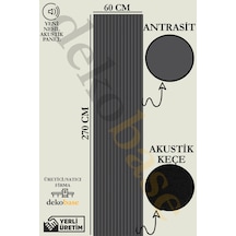 Antrasit 60x270 Cm Yeni Nesil Akustik Ahşap Duvar Paneli