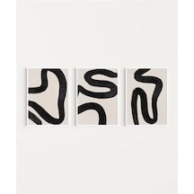 Çerçevesiz Poster Modern Monokrom Soyut 3'lü