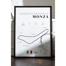 Monza Formula 1 Siyah Ahşap Çerçeveli Poster, Dekoratif Harita Duvar Tablosu