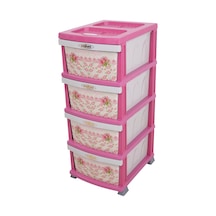 Sağlam Plastik Elegant Desenli Komidin (4 Çekmeceli Sebzelik) Pem