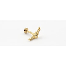 Gold Ay Yıldız Tragus & Helix Piercing Şık Tasarım, Anti Alerjik, Kararma Yapmaz Çok Renkli