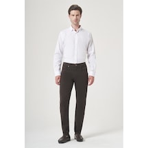 İmza Kahverengi 5 Cep Gabardin Slim Fit Pamuklu Denim Jean Kot Pantolon 1003260317 Koyu Kahverengi
