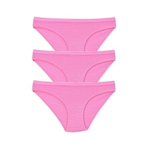 Pemilo Kadın 3'Lü Paket Desenli Bikini Külot Pembe (481017812)-Tek Ebat-Pembe