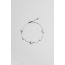 So Chic Aşk Yıldızı 18 Ayar Beyaz Altın Kaplama 19 Cm Gümüş Minimal Bileklik Rodyum