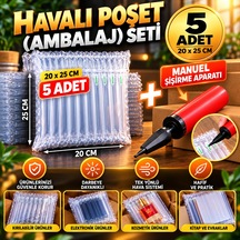 Havalı Poşet Ambalaj Seti 25cm X 20cm 5 Adet + Şişirme Aparatı