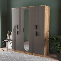 Ekin 5 Kapaklı Eko Gardırop - Mdf Kapak Antrasit