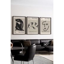 Huhuli Ahşap Siyah Çerçeveli 3 Lü Modern Tablo Huhu255