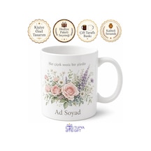 İngiliz Bahçesi Temalı Baskılı Kupa Bardak Porselen Hediye Mug Beyaz / Çok Renkli