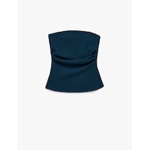 Koton Slim Fit Drape Detaylı Straplez Top Lacivert 6sak10192ek