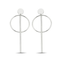 Argentum Concept - Halkalı Çubuklu Gümüş Tasarım Küpe - K093601