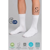 Socketta Erkek Dikişsiz 6'lı Beyaz Pamuklu Esnek Yazlık Soket Çorap Premium Business Beyaz