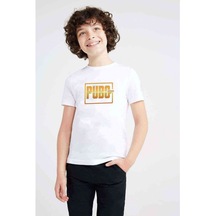 Pubg Logo1 Sıyah Baskılı Unisex Çocuk Beyaz Tshirt