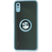 Ilkeshop Newface Xiaomi Redmi 9a Kılıf Montreal Yüzüklü Silikon Kapak - Buz Mavi