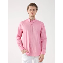 Dufy Pembe Erkek Regular Fit Brent Düğmeli Yaka Uzun Kol Gömlek - 94867 Pembe