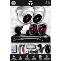 Turkno 4 Kameralı Pania 2 İç Kamera Set HDD'siz Full HD Gece Görüşlü Güvenlik Kamerası Sistemi