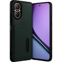 Realme 12 Lite Kılıf Sara Kartvizitli Deri Kılıf - Koyu Yeşil -