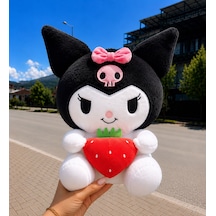 Yeni Seri Çilekli Kuromi Peluş Oyuncak 50cm - Hediyelik Oyuncak & Polly Toys Siyah