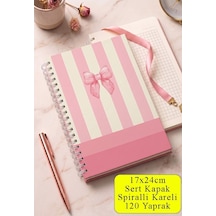 Pembe Sert Kapak Spiralli Kareli Defter 17x24cm 120 Yaprak 1 Adet Not Defteri Okul Büro Ofis Defteri Sarı