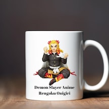 Demon Slayer Anime Rengoku Onigiri Tasarımlı Kupa Bardak Siyah
