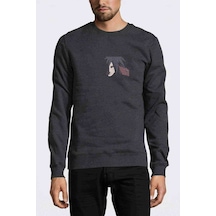 Madara Uchiha Baskılı Füme Antrasit Erkek Örme Sweatshirt (528839863)