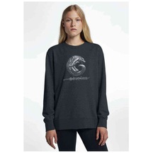 Göktürk Arma Logo Baskılı Füme Antrasit Kadın Sweatshirt