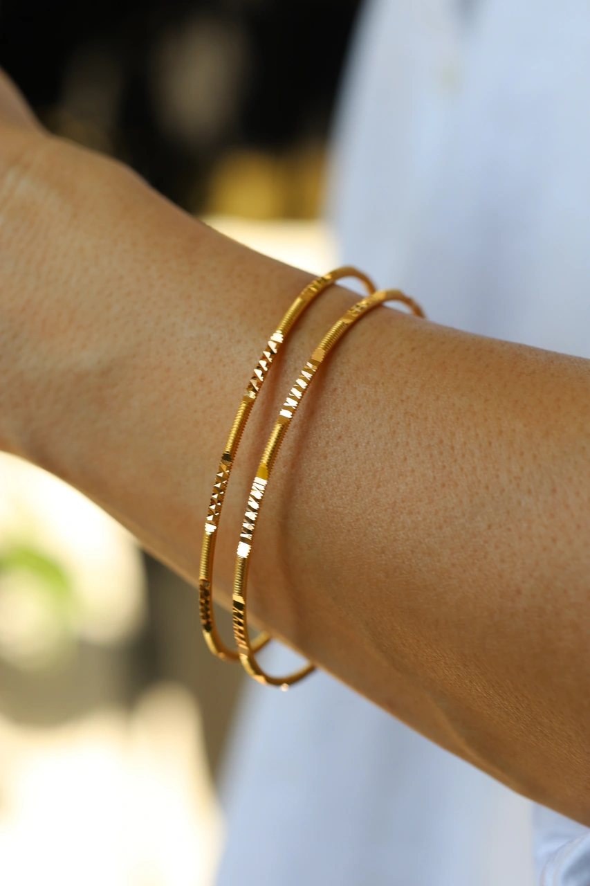 10 Gram 22 Ayar Altın Yatırımlık Kalemli İkili Ajda Bilezik İşçiliksiz Toplam 20 Gram Blzk220002