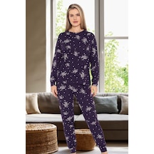 Aydoğan Kadın Yıldız Desen Uzun Kol Pijama Takımı 240966 Mor Mor