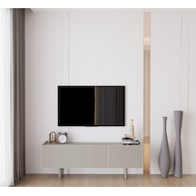Capella Kumtaşı Rengi Mdf 3 Kapak Ahşap Ayaklı 140 Cm Tv Ünitesi