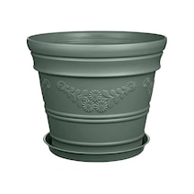 Antik Papatya Desenli Yeşil Saksı 3 Litre Yeşil