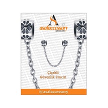 Çiçekli Güvenlik Zinciri Charm Gümüş