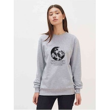 Stranger Things Bikes World Baskılı Gri Kadın Sweatshirt