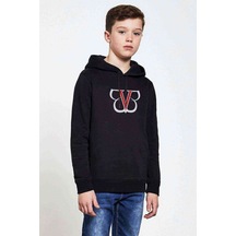 Tshirthane Black Veil Brides Logo Baskılı Unisex Çocuk Kapüşonlu Siyah Sweat Siyah