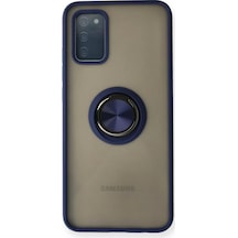Newface Samsung Galaxy A02s Kılıf Montreal Yüzüklü Silikon Kapak - Lacivert