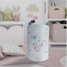Mekta Home Bebek Ve Çocuk Odası Filli Kalpli Balon Desenli Oyuncak Sepeti Renkli Çok Renkli