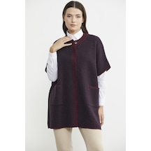 Yarasa Kısa Kol Yünlü Triko Ceket - Bordo 001