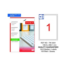 Tanex Tw-2001 199,6x289,1mm 100 Lü Lazer Etiket