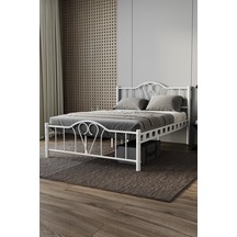 Argimo Orkide Çift Kişilik Ferforje Metal Karyola Beyaz 150 x 200