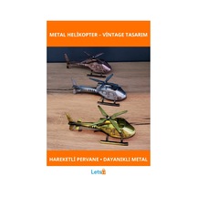 Vintage Tasarımlı Dekoratif Metal Helikopter Gümüş, Bakır, Gold 1 Adet