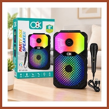 Bezos 8 İnç Bluetooth Mikrofonlu Karaoke Hoparlör Şarjlı, Rgb Pro
