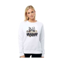 Godfather Cartoon Baskılı Beyaz Kadın Sweatshirt