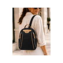 Just Polo Kadın Günlük Kullanıma Uygun Çok Bölmeli Sırt Çantası Ebat : 30 X 25 Cm Shopper Siyah Camel